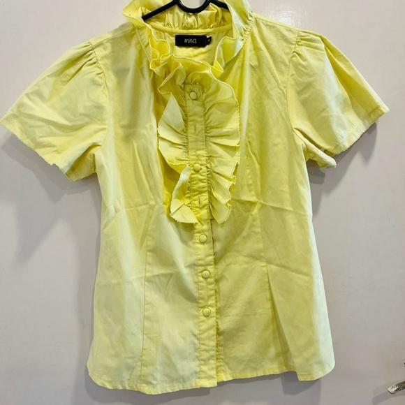 Yellow cotton ruffled blouse - Picture 5 of 7